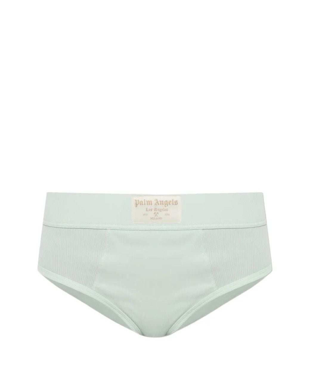 Palm Angels White Logo-Patch Ribbed-Knit Briefs
