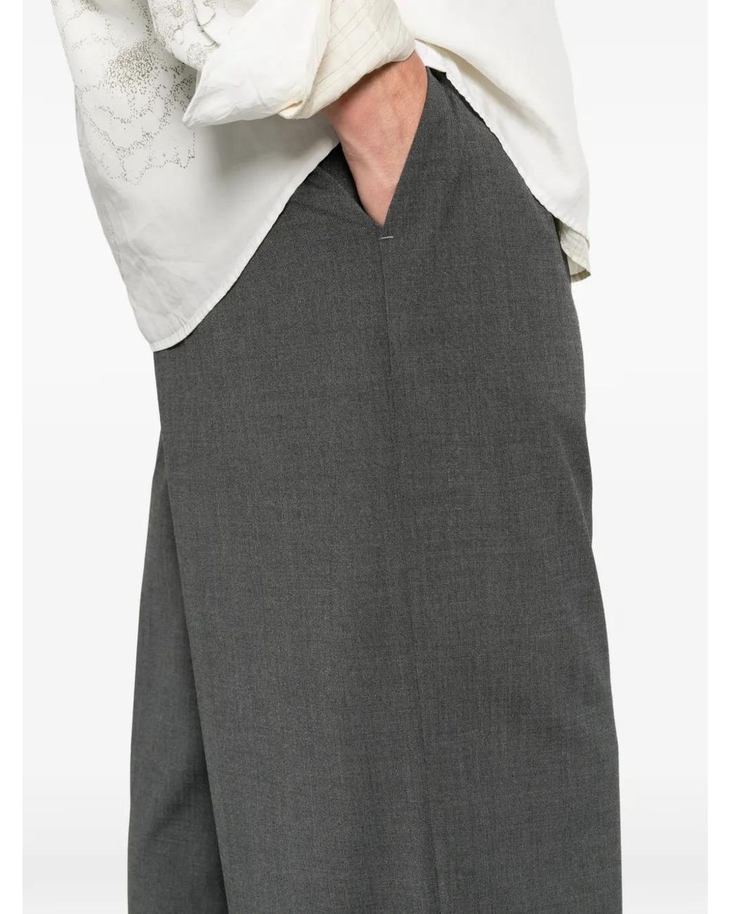 THESTROY Gray Pleated Wide-Leg Trousers for men