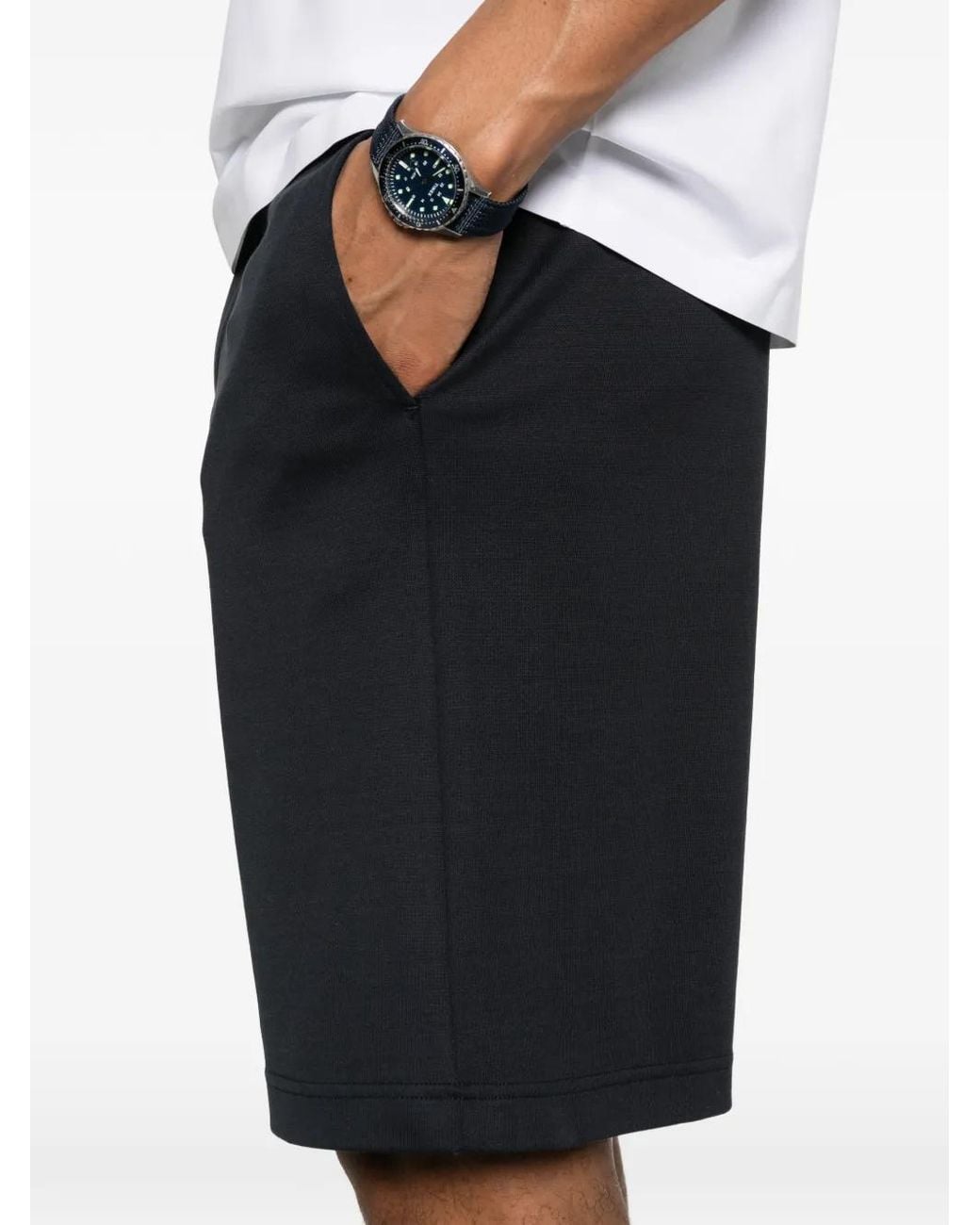 Herno Black Buttoned Shorts for men