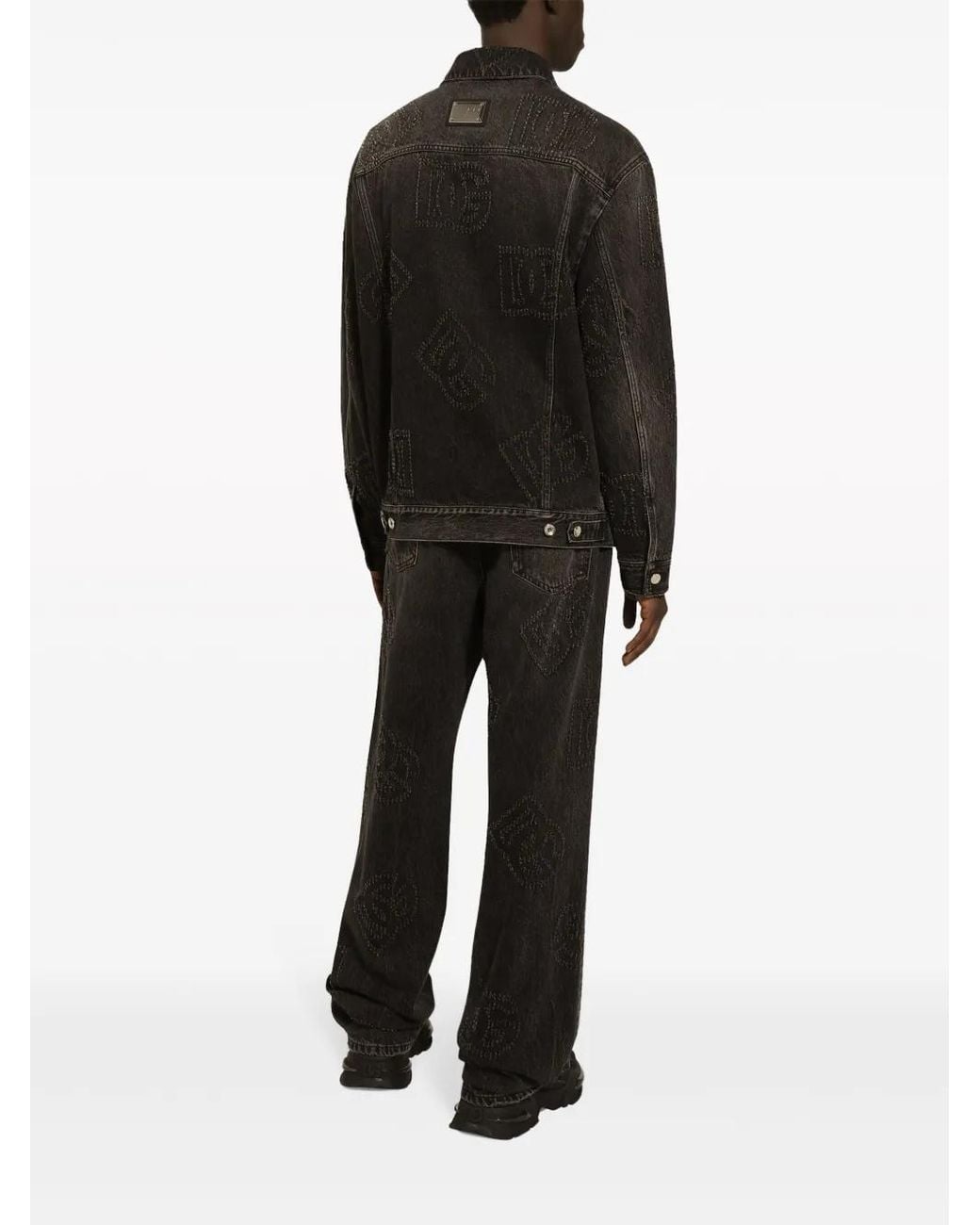Dolce & Gabbana Black Logo-Embroidered Straight-Leg Jeans for men
