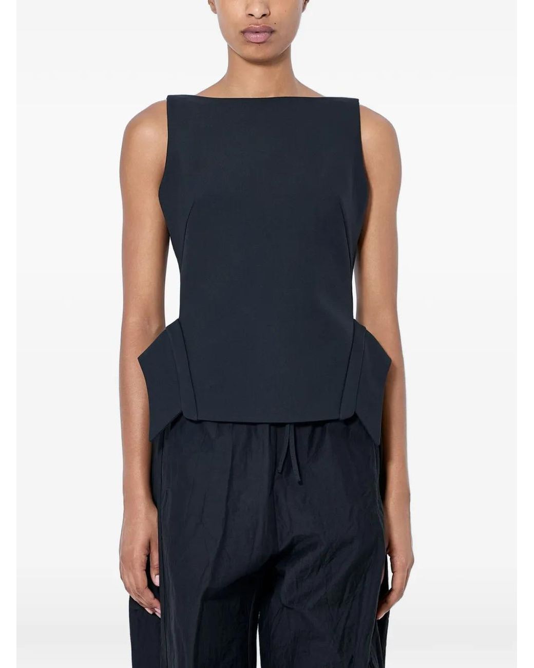 Rohe Blue Sleeveless Side-Panel Top