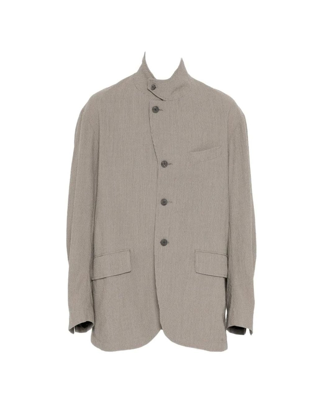 CALMLENCE Gray High-Twisted Wool Blazer for men