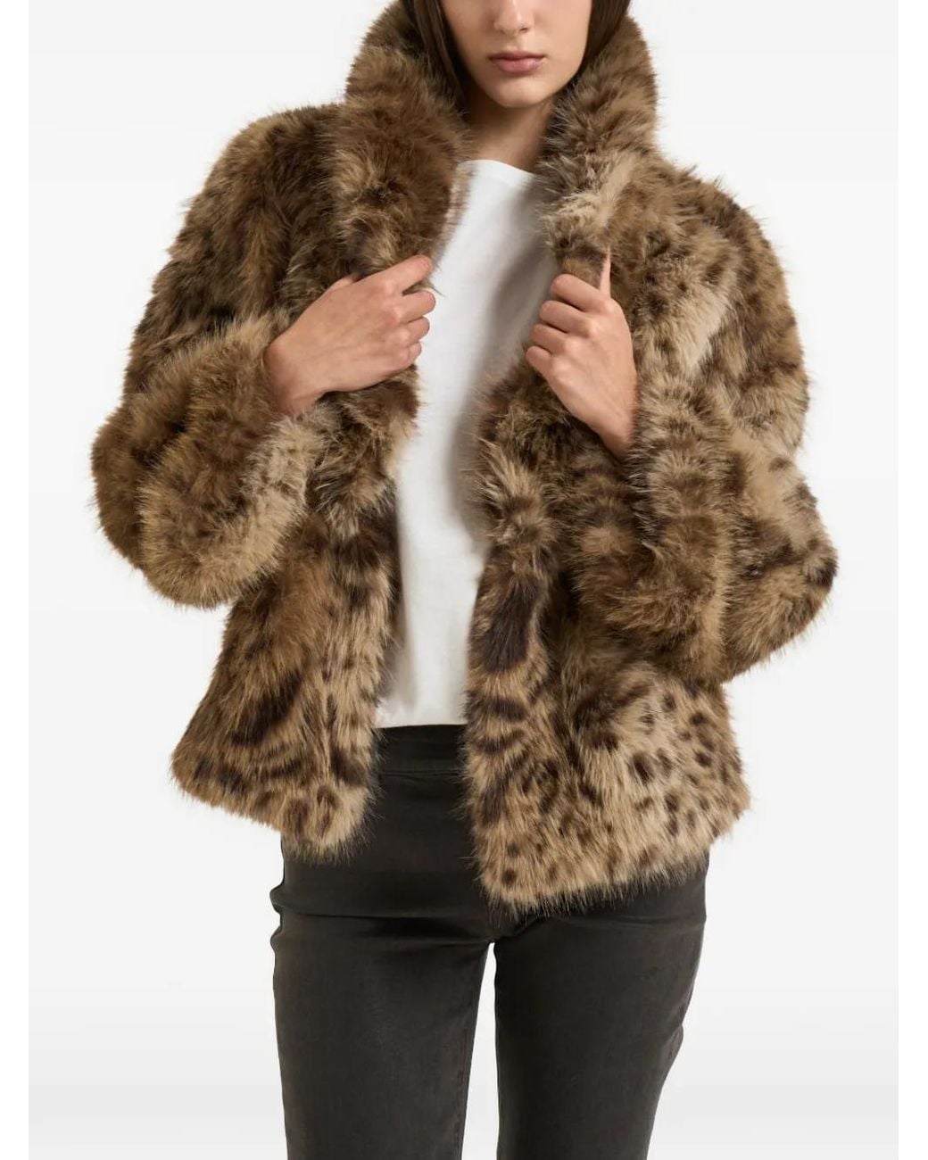 Bully Brown Manteau En Fourrure Artificielle À Imprimé Léopard
