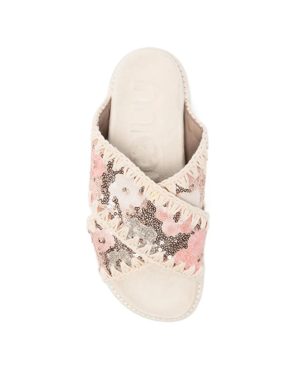 Mou Natural Sequin-Embellished Sandals