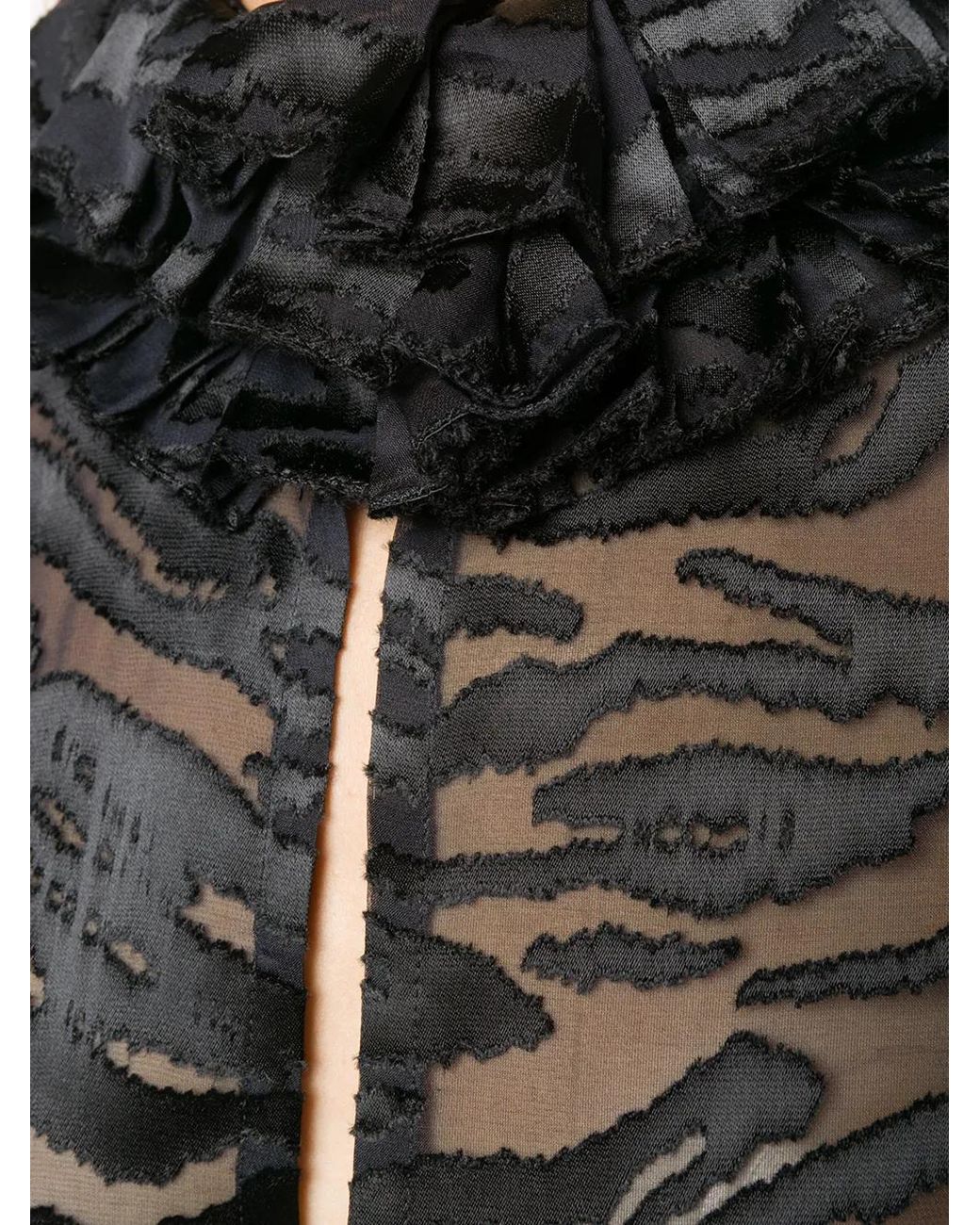 Saint Laurent Black Zebra Print Sheer Dress