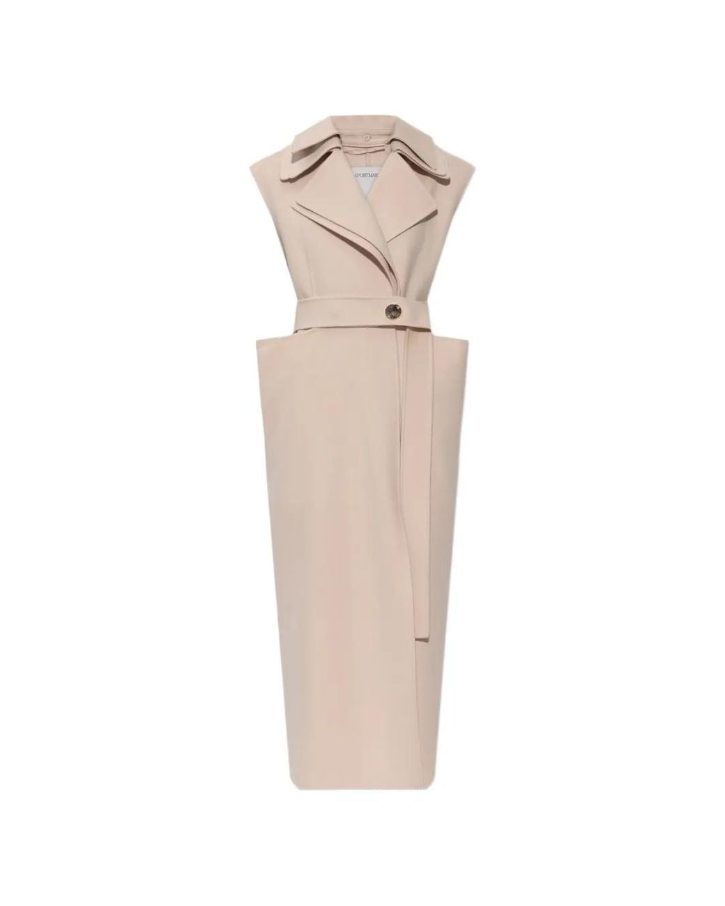 Sportmax White Spsbosso Belted Sleeveless Coat
