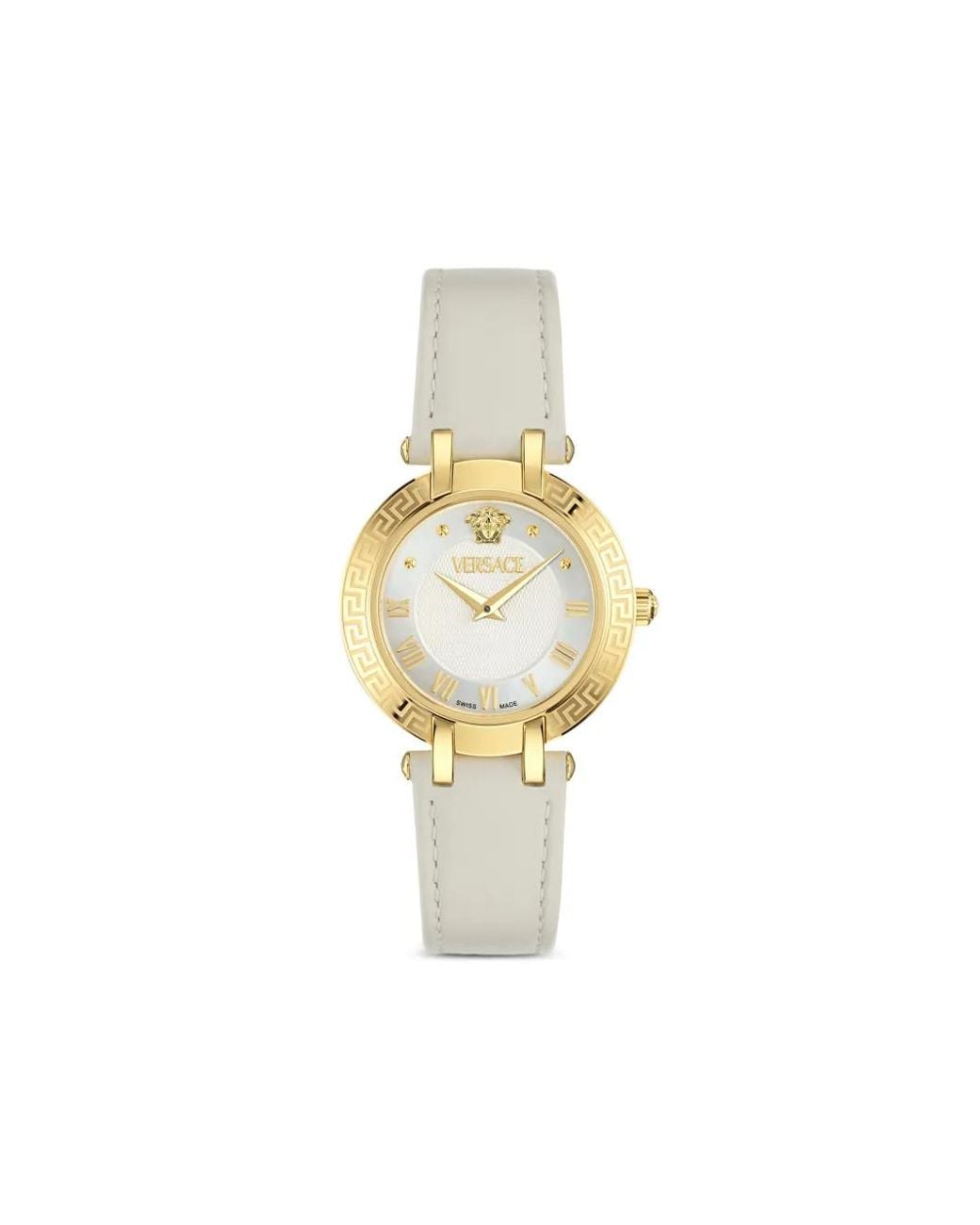 Reloj De 34 Mm Con Bisel Greca Versace de color Metallic