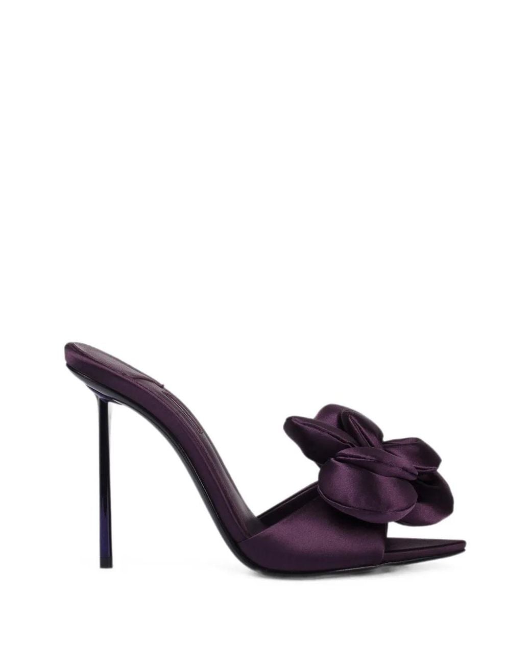 Le Silla Purple Bella Rose-Detail Satin Sandals