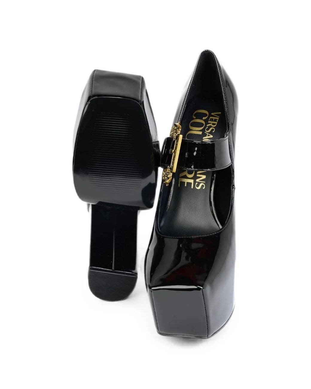 Versace Jeans Couture Black Hurley Baroque-Buckle Platform Pumps