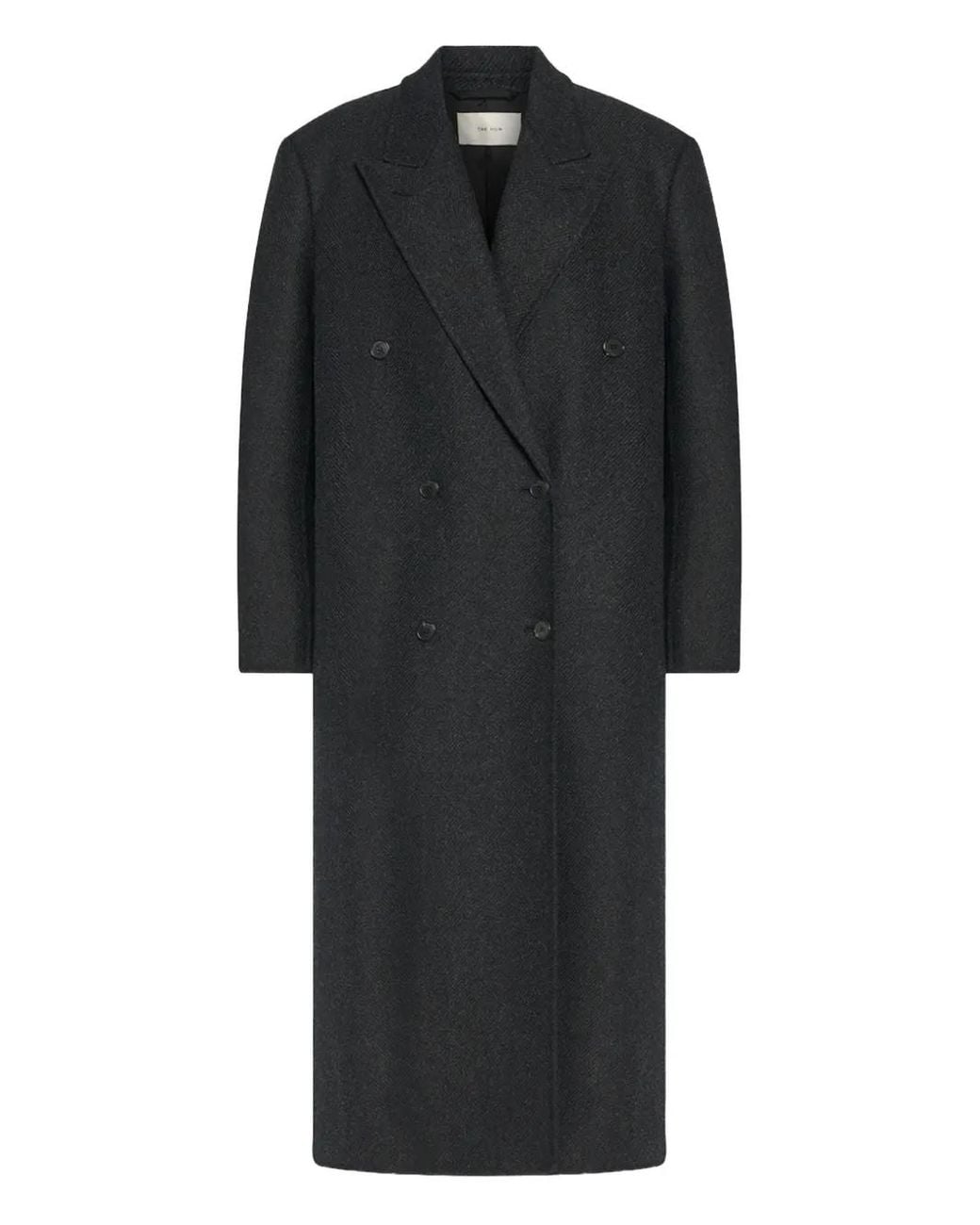 The Row Black Double-Breasted Felted Coat