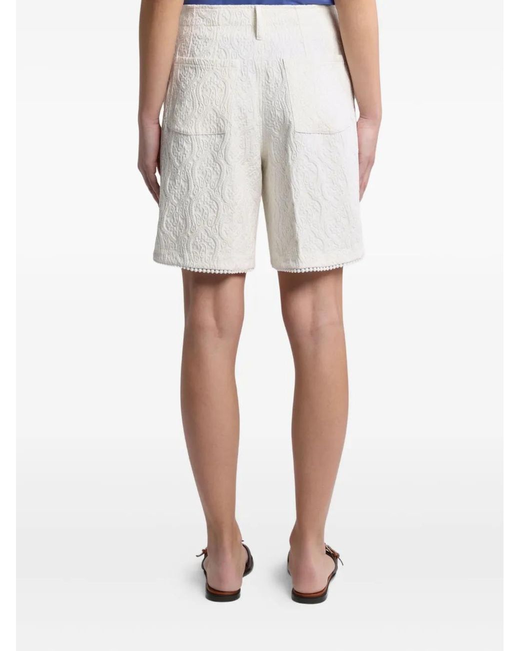 Etro White Paisley-Jacquard Bermuda Shorts