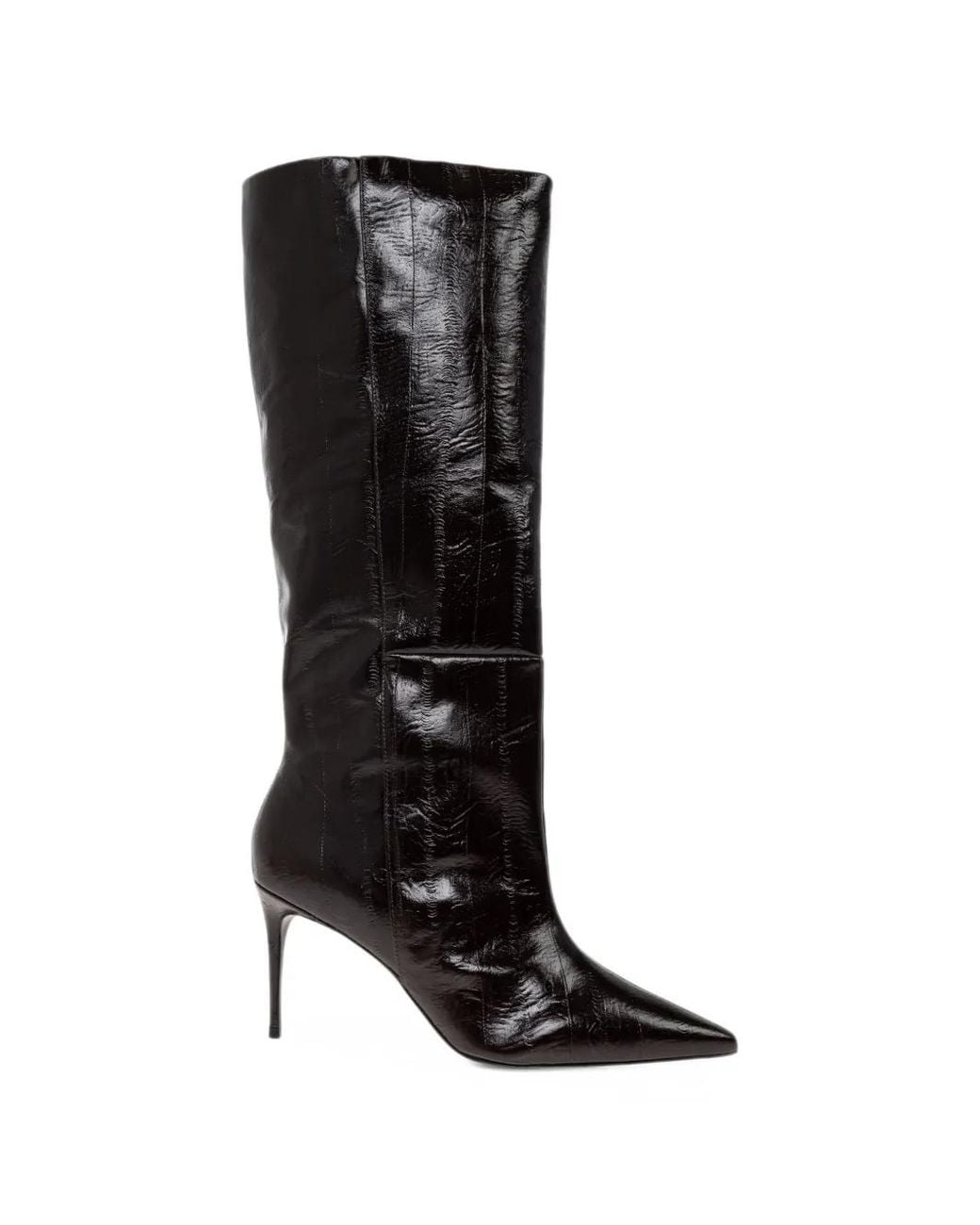 Black Suede Studio Black Kath Leather Knee-High Boots