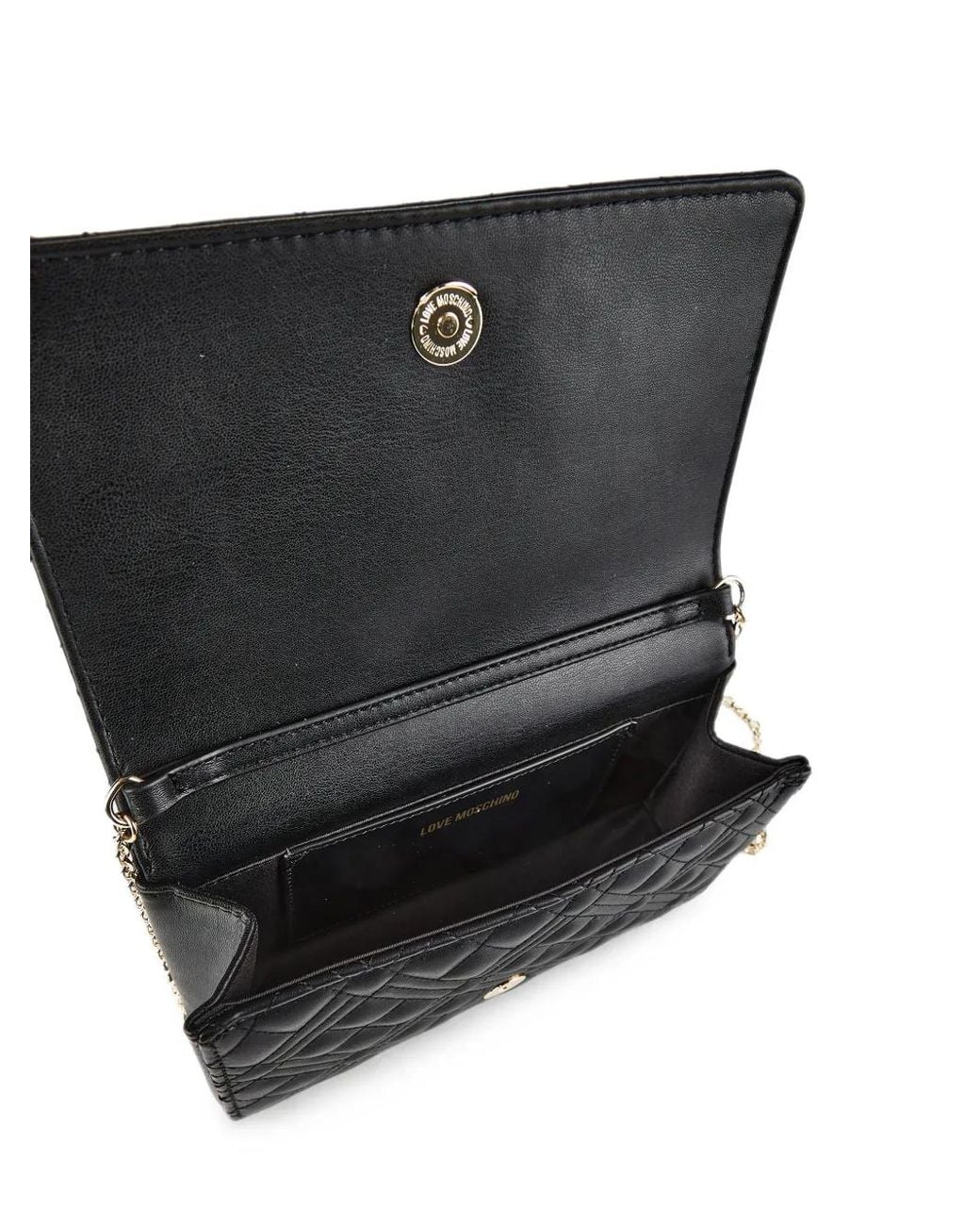 Love Moschino Black Quilted Logo-Plaque Shoulder Bag