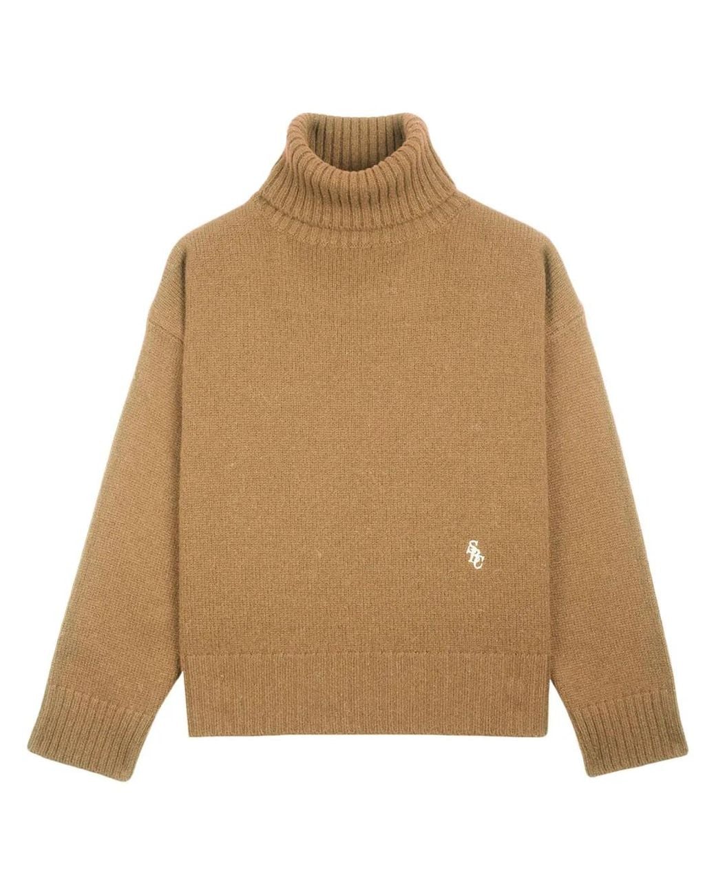 Sporty & Rich Natural Logo-Embroidered Wool Jumper
