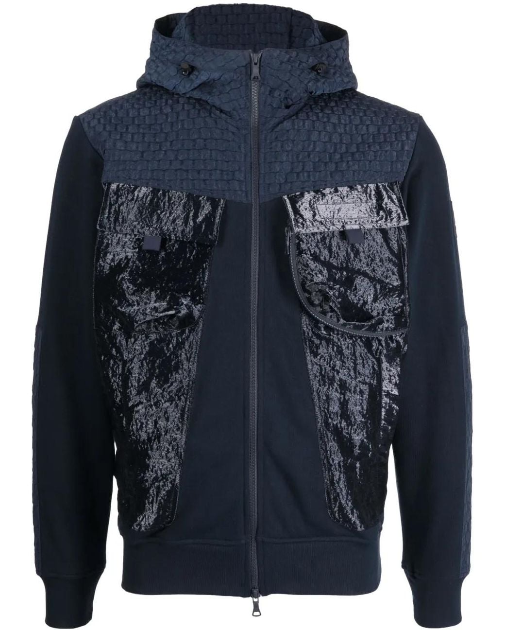 Paul & Shark Blue Stand-Up Collar Hooded Jacket for men