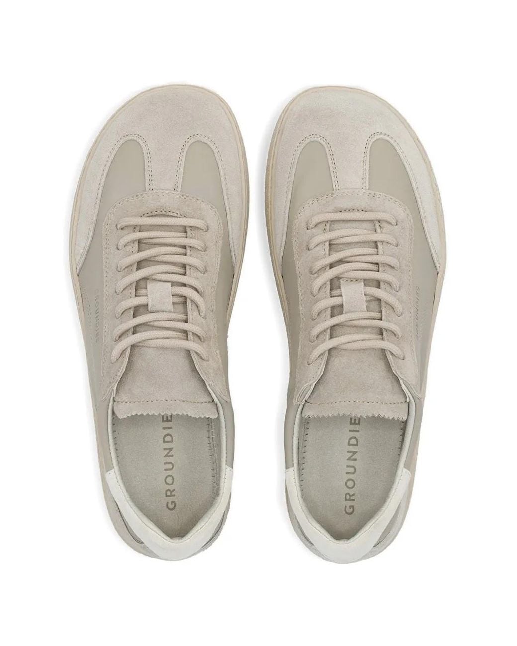 Groundies Gray Panama Suede-Panelled Logo-Print Sneakers