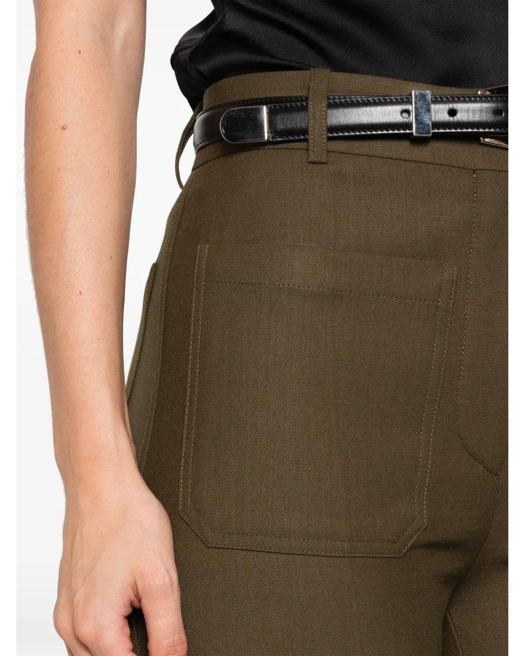 Victoria Beckham Gray Alina Wide-Leg Tailored Trousers
