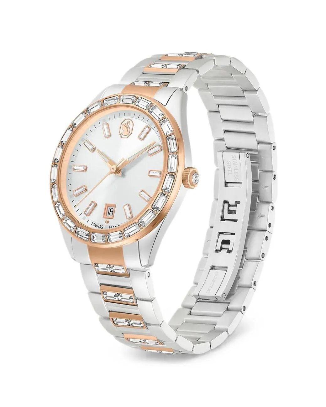 Swarovski White Matrix Crystal-Embellished-Bezel 40Mm Watch