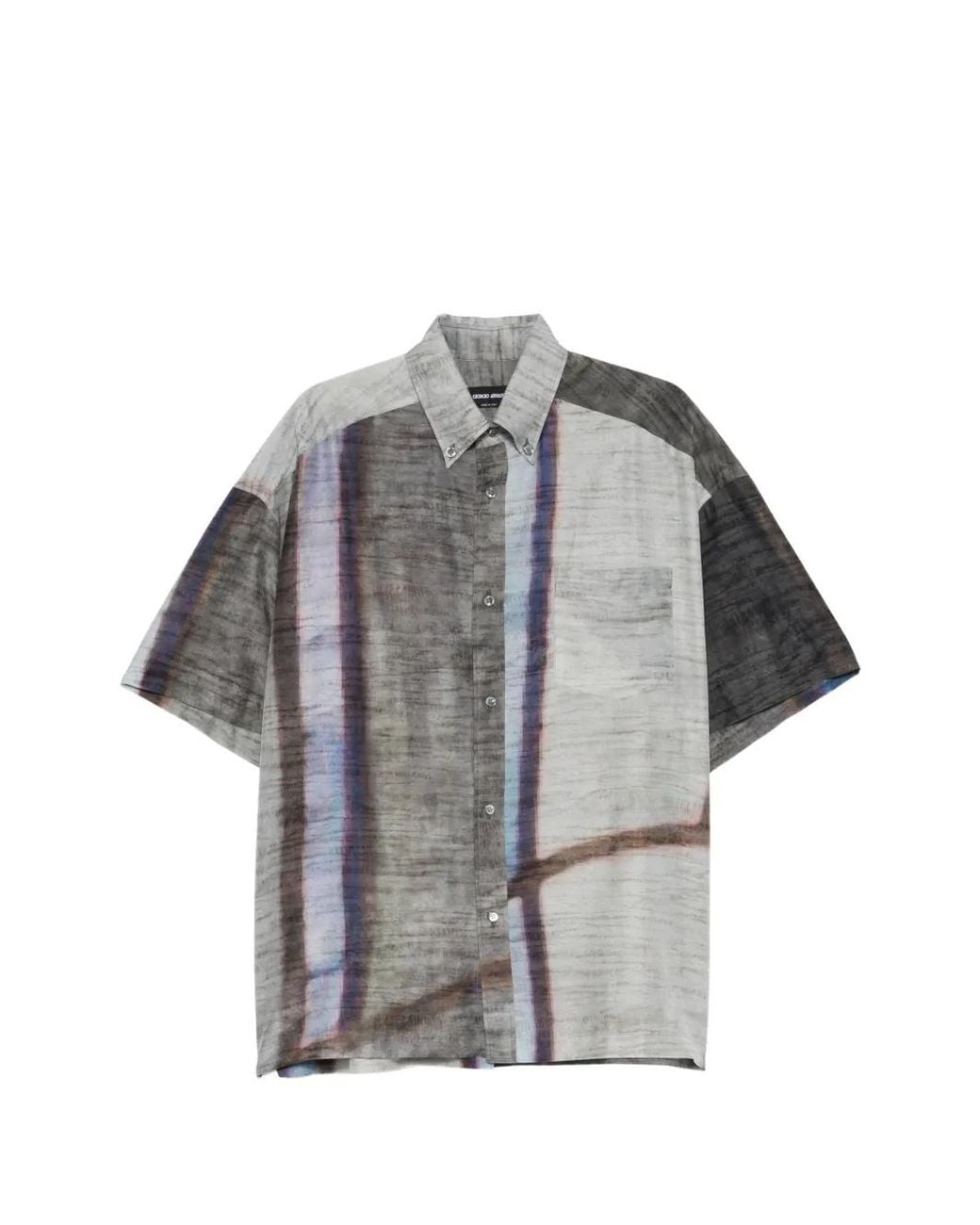 Giorgio Armani Gray Buttoned Short-Sleeve Shirt for men