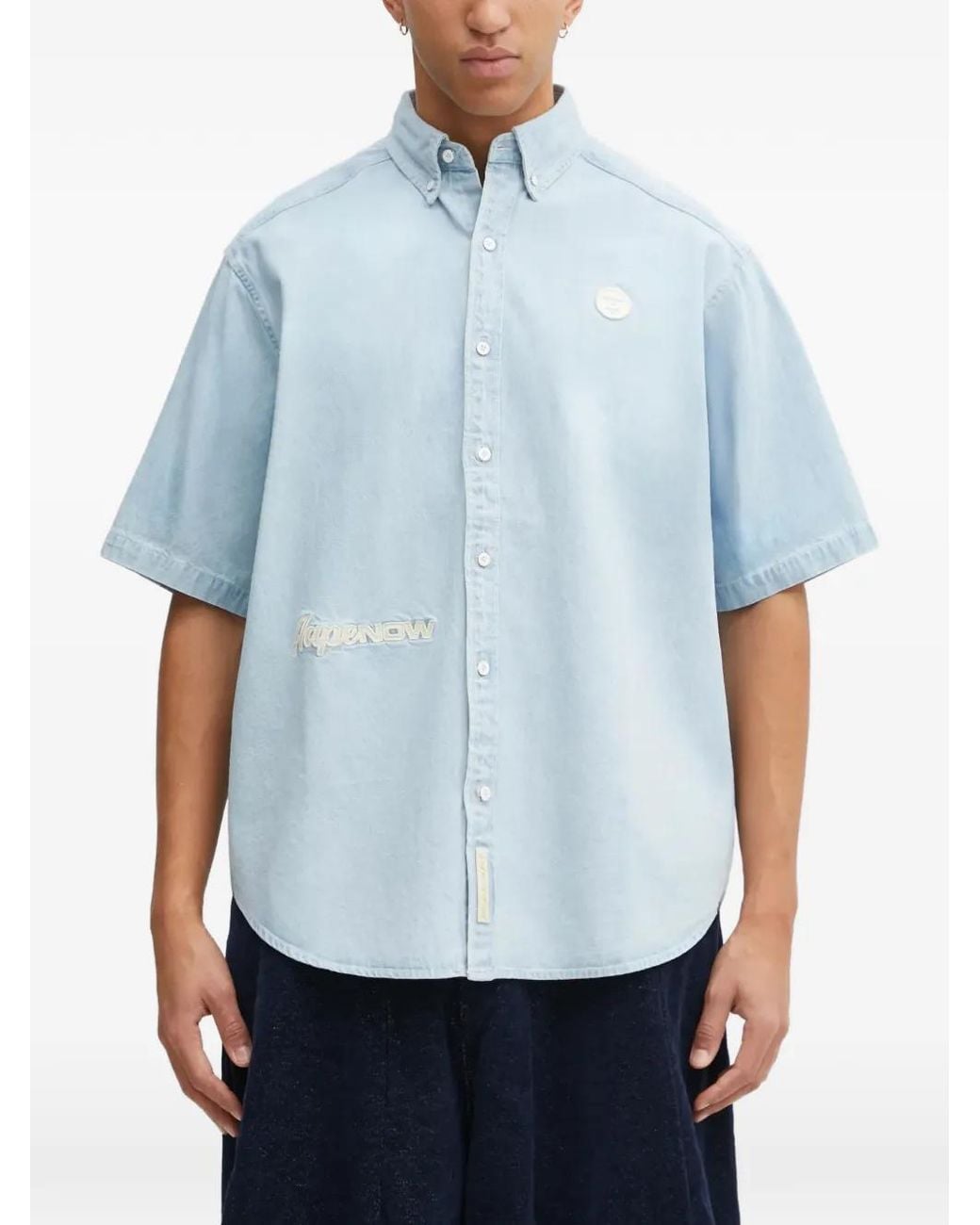 Aape By A Bathing Ape Blue Now Buttoned Patch Shirt for men