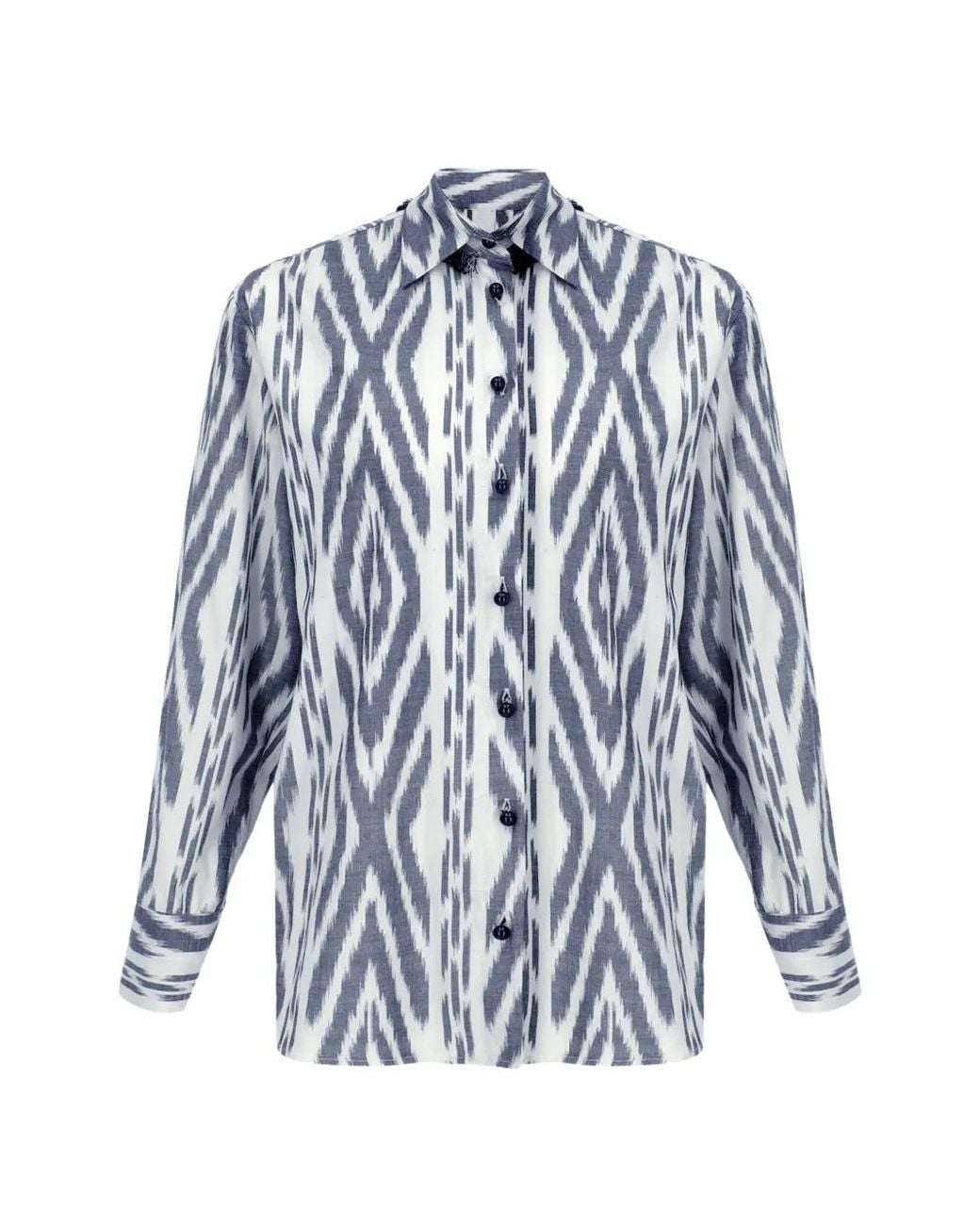 Punicana Blue Chemise Frangée À Imprimé Géométrique