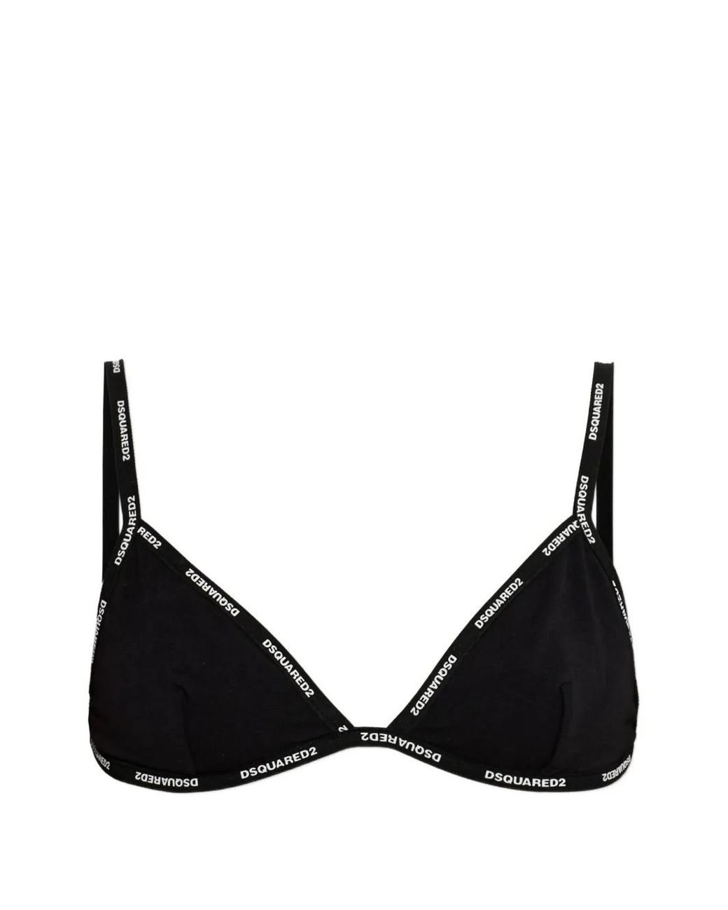 DSquared² Black Logo-Print Triangle Bra