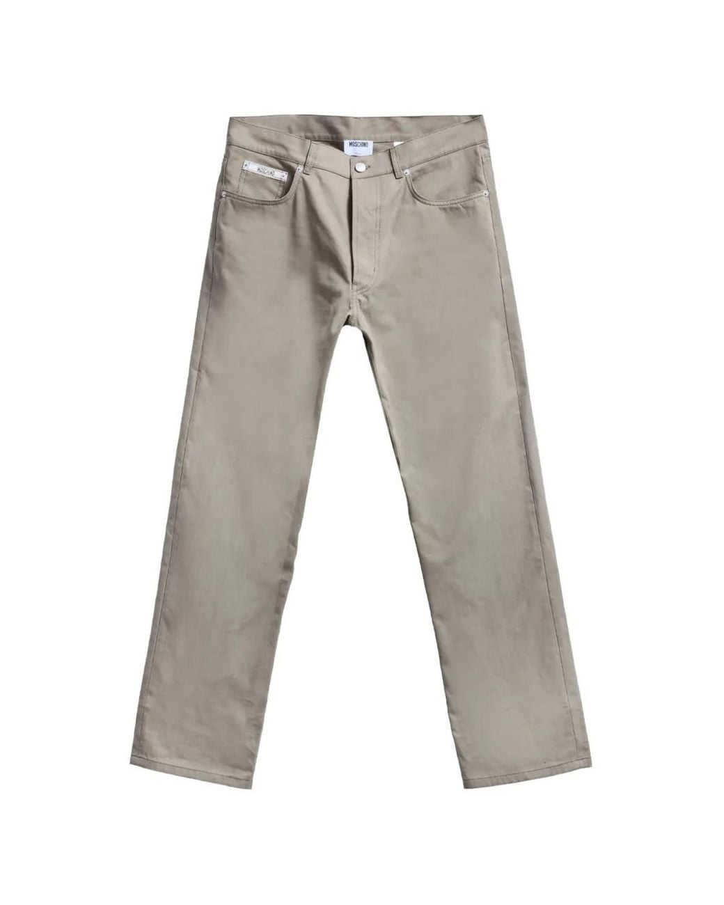 Moschino Gray Logo-Patch Five-Pocket Jeans for men