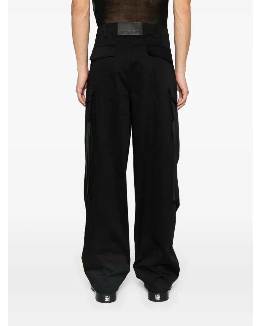 MSGM Black Cargo Pants for men