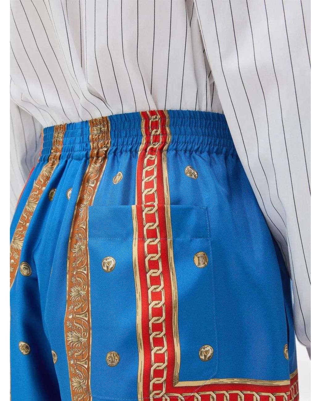 Versace Blue Short Imprimé En Soie for men