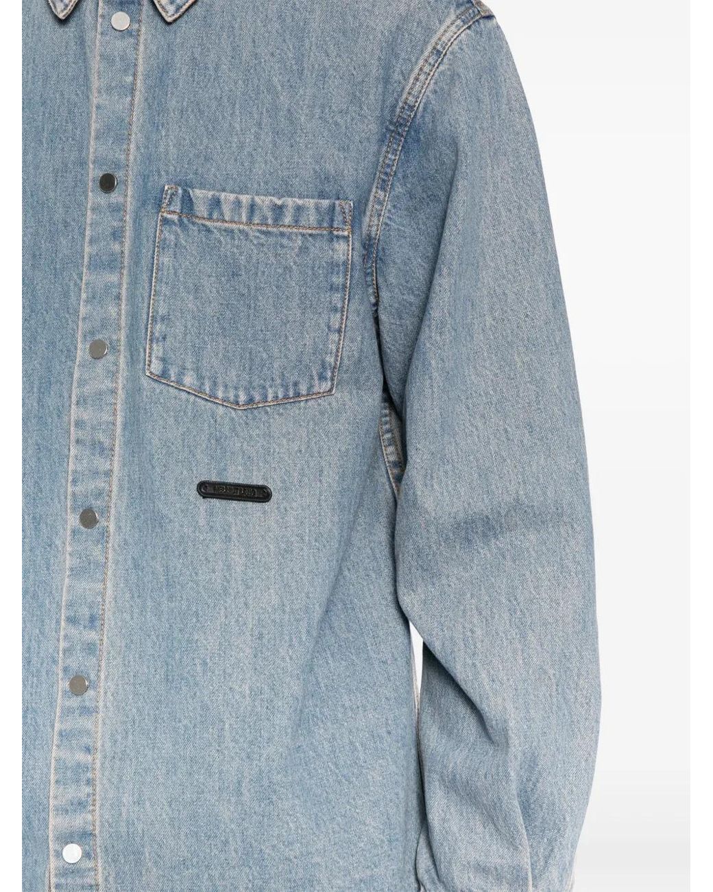 Helmut Lang Blue Curved Denim Shirt for men