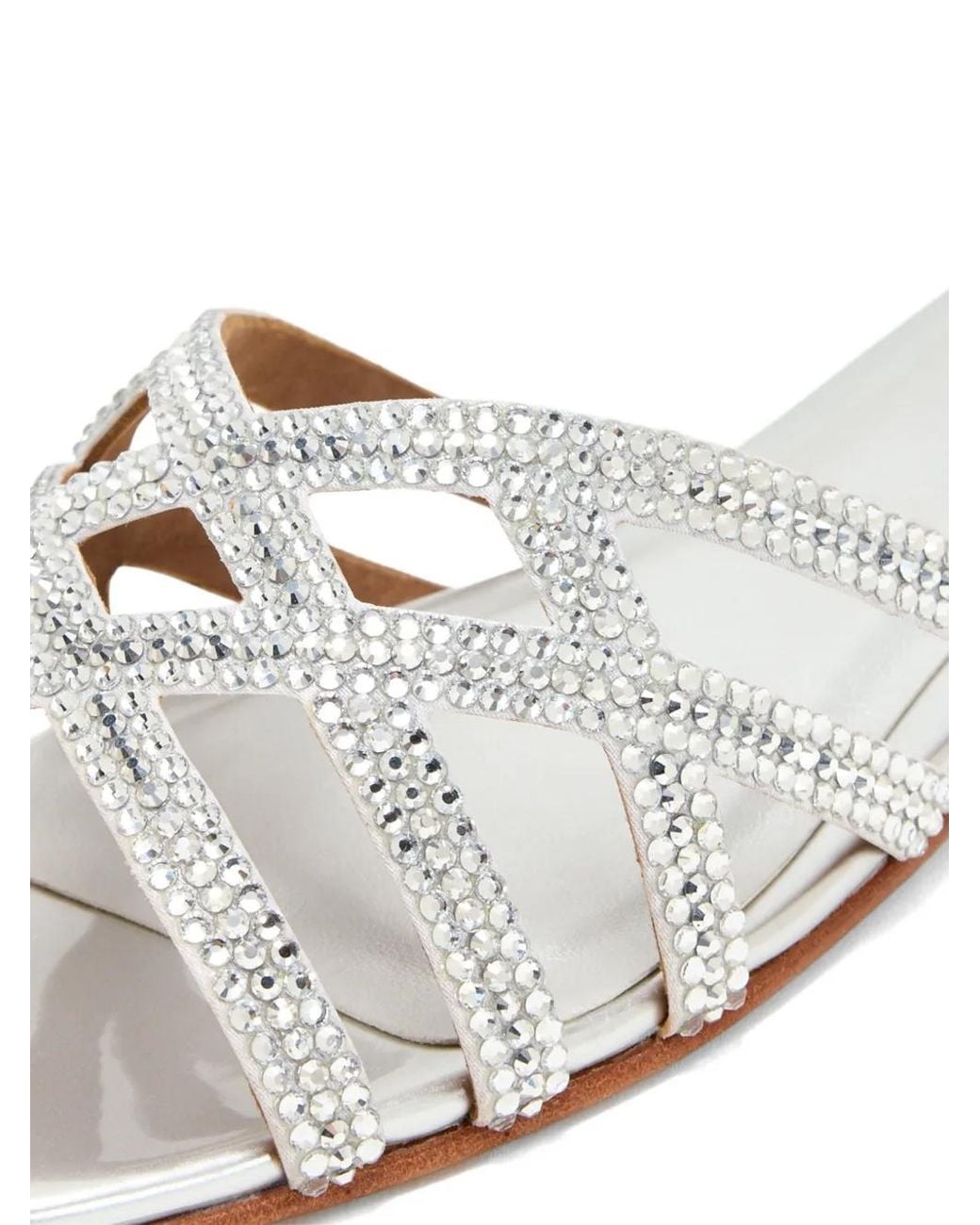 Nicoli White Zuri Crystal Embellished Sandals