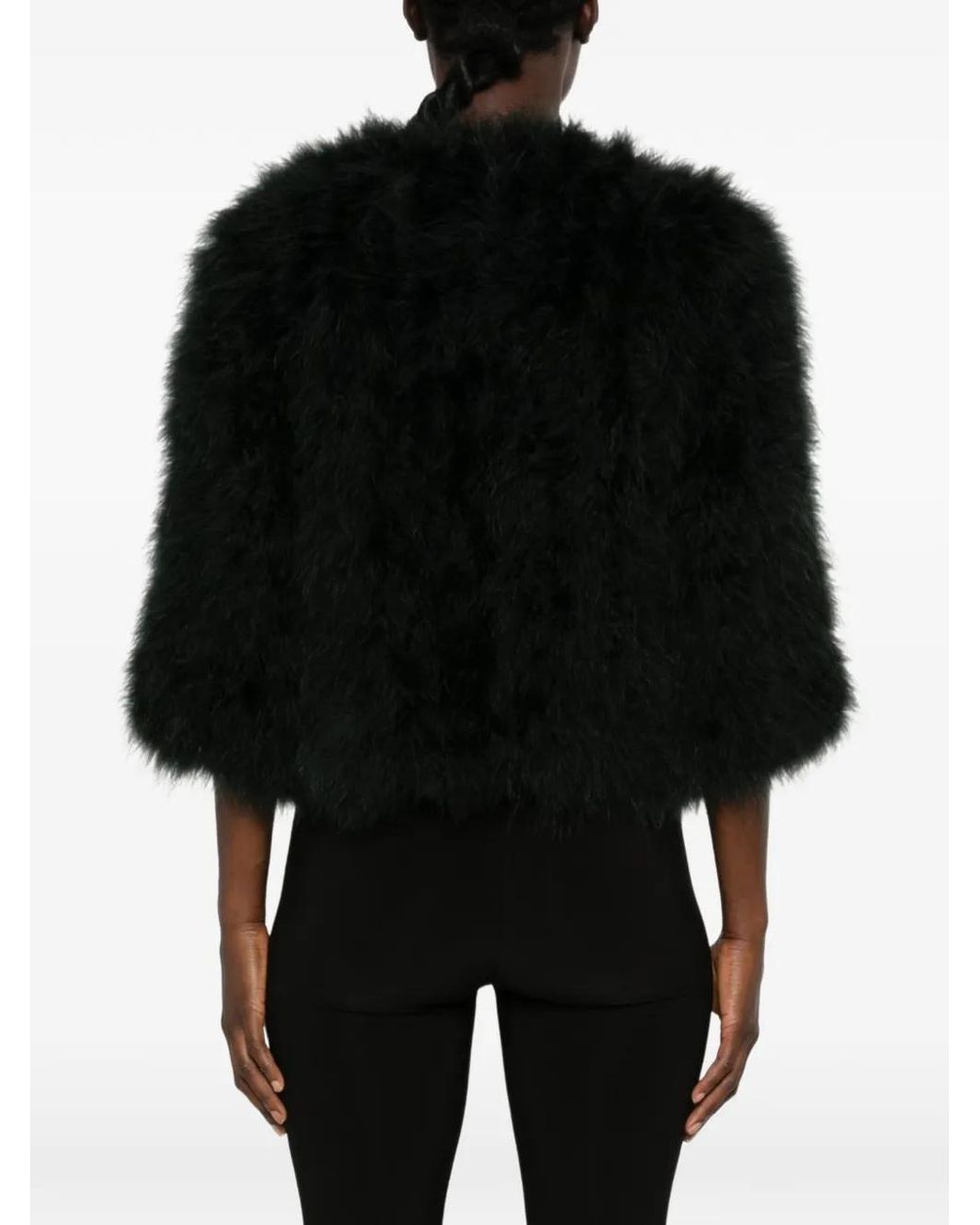 Yves Salomon Black Feather-Embellished Jacket