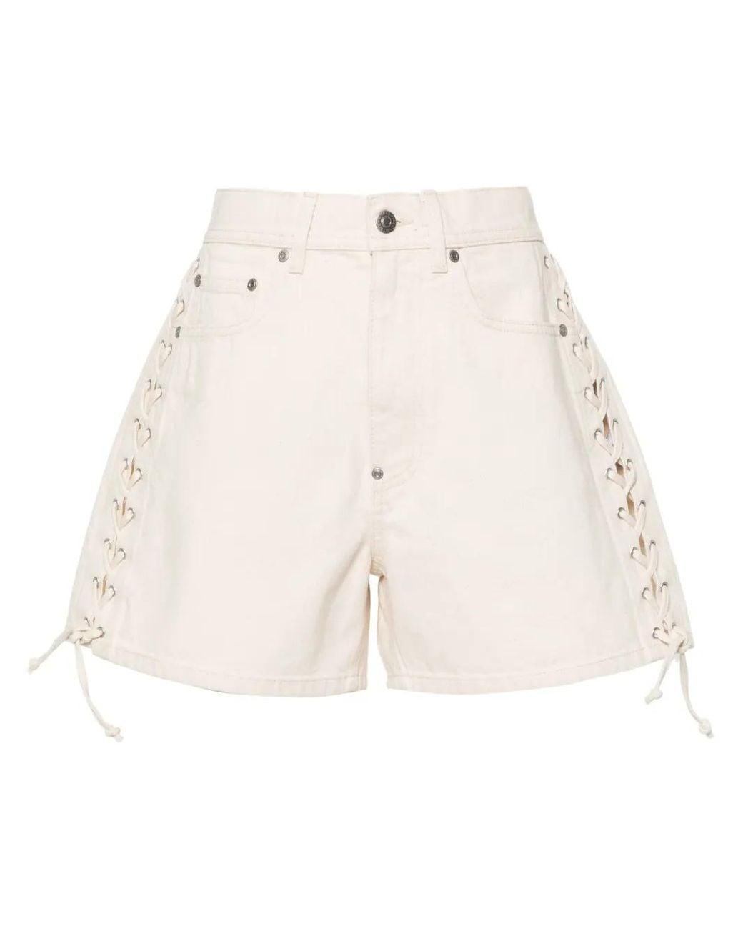 Stella McCartney Natural Lace-Up Cotton Shorts
