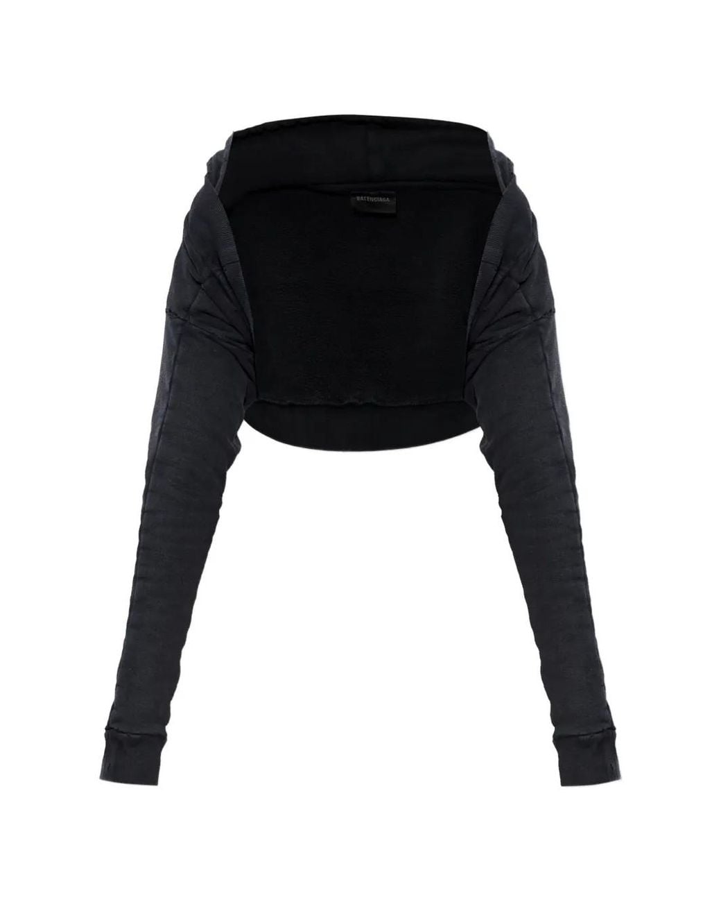 Balenciaga Black Gathered Long-Sleeves Hoodie