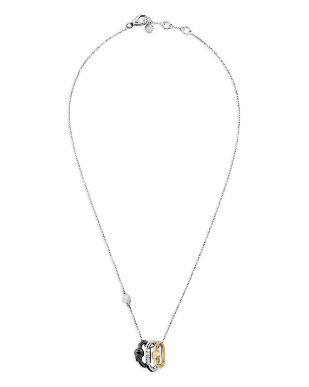 Philipp Plein White Pendant-Detail Chain Necklace for men
