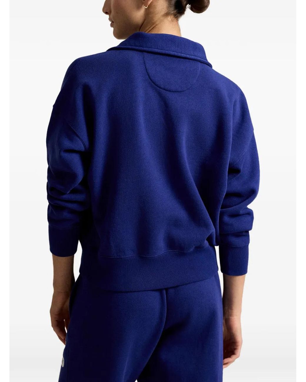Polo Ralph Lauren Blue “P” Logo Slub-Fleece Quarter-Zip Sweatshirt