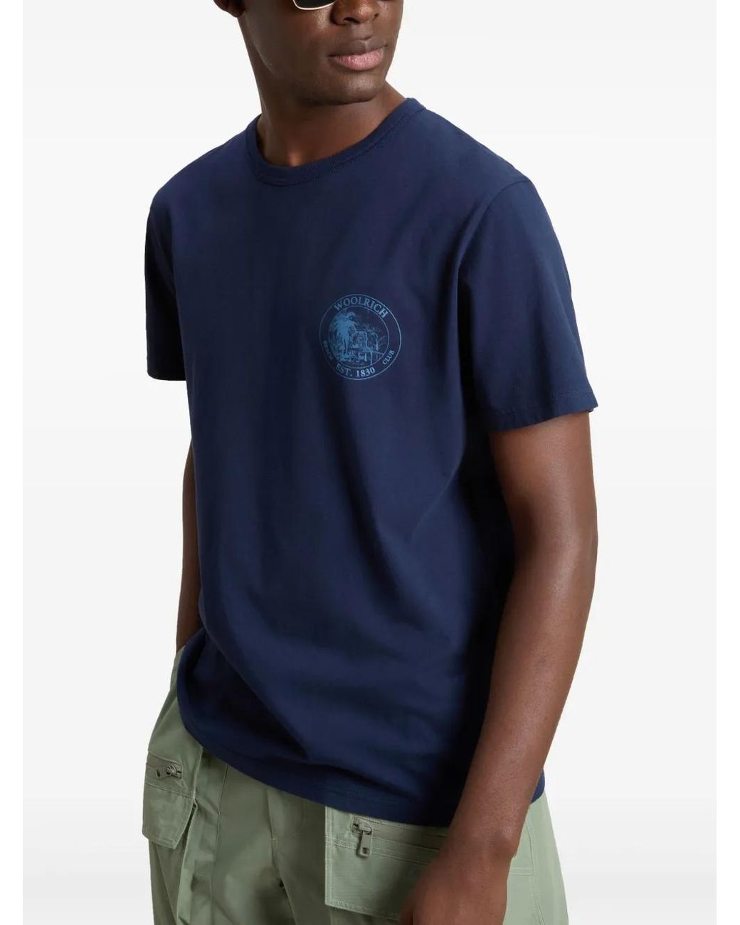 Woolrich Blue Graphic-Print T-Shirt for men