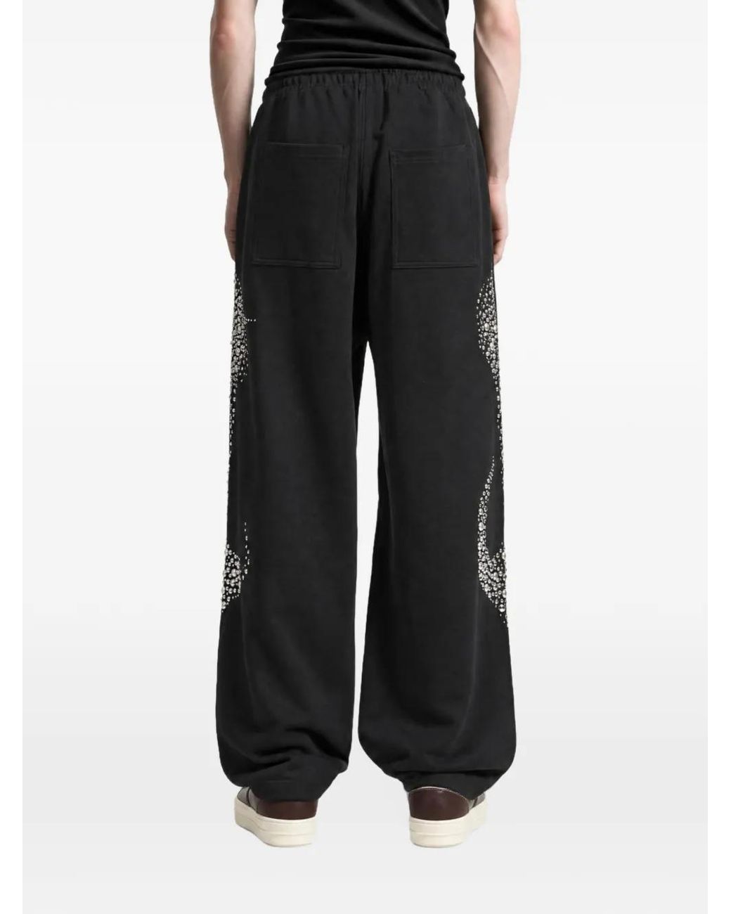THUG CLUB Gray Iron Steel Focus Studded Drawstring Track Pants for men