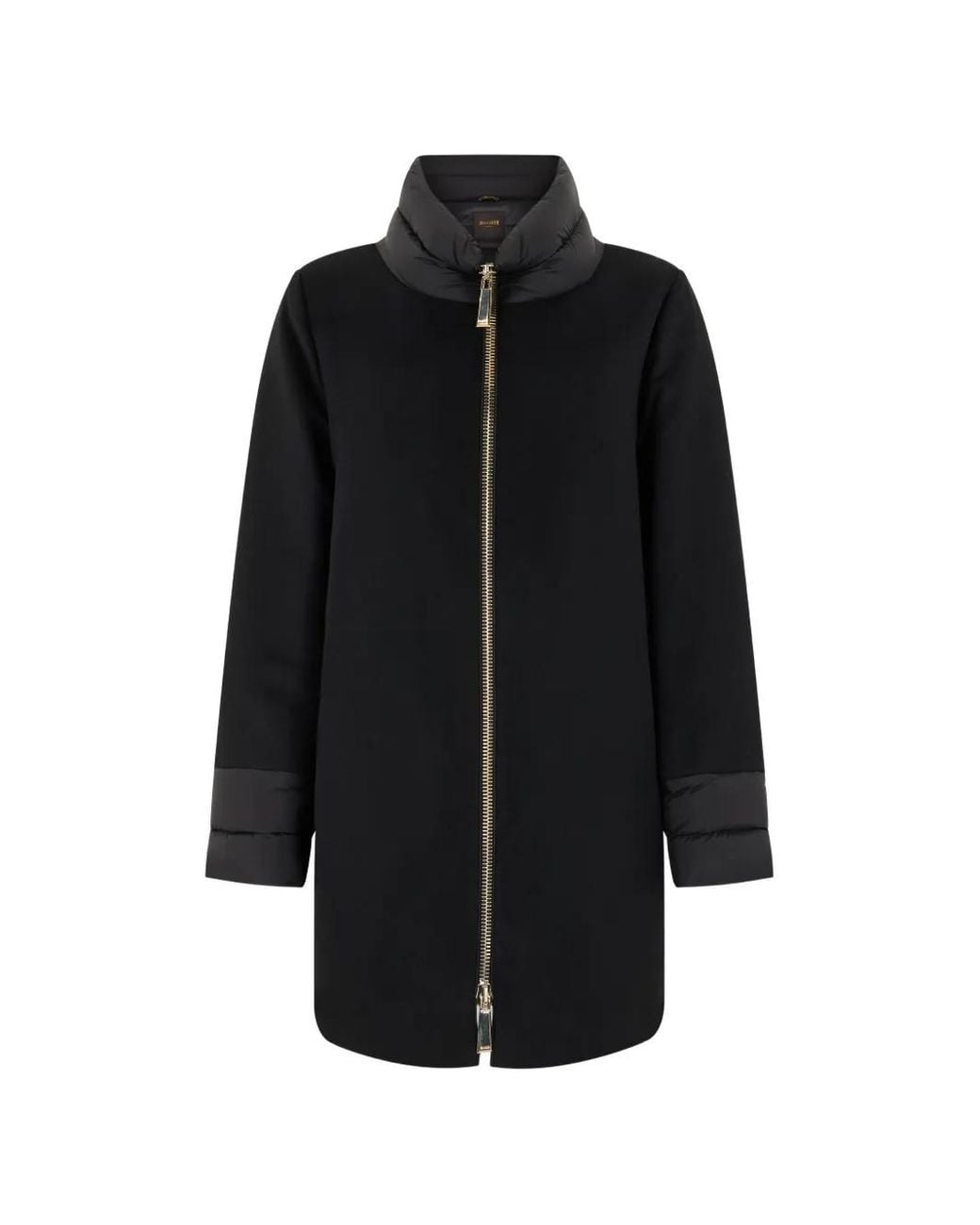 Moorer Black Padded Zip-Up Coat