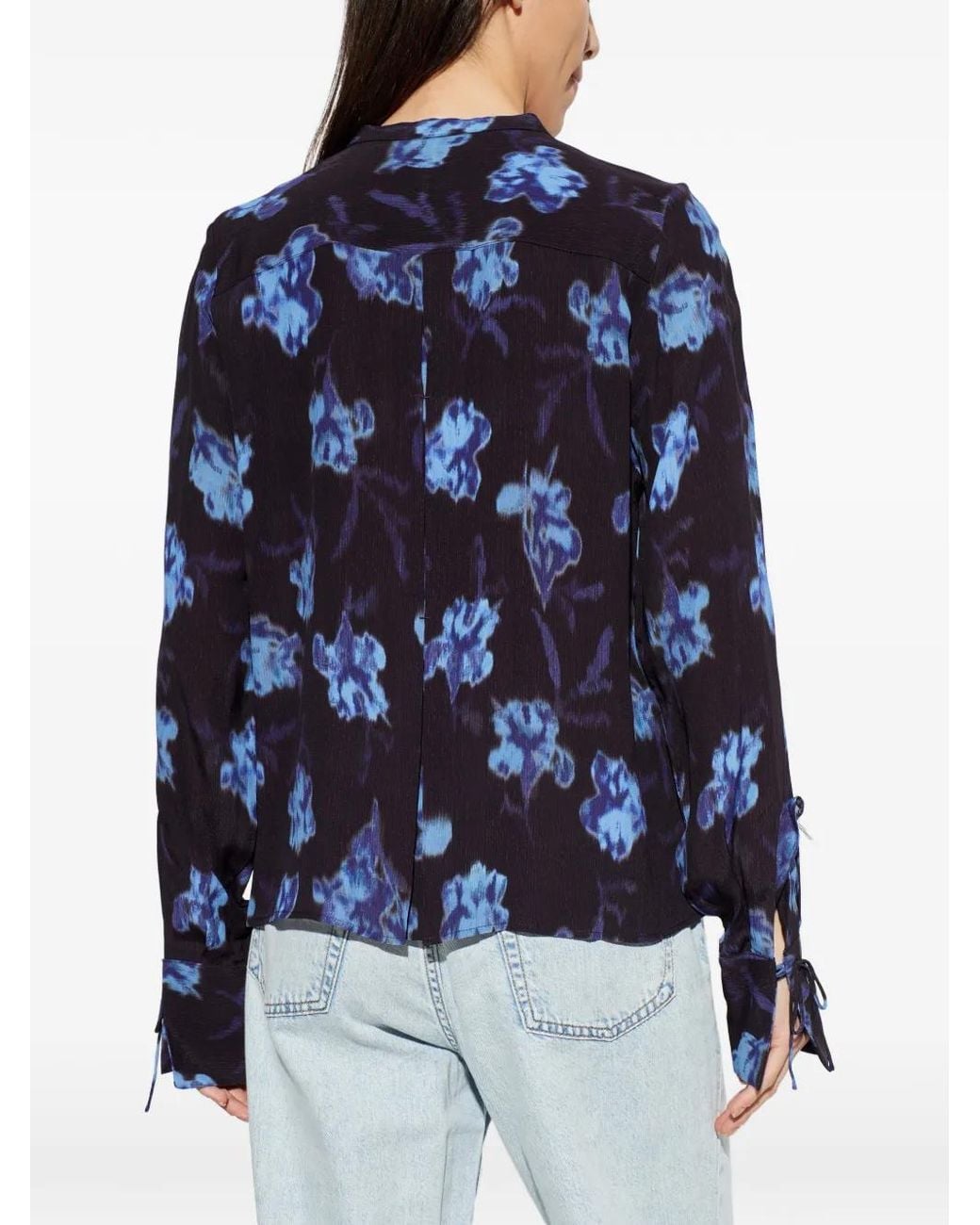 Rag & Bone Blue Floral-Print Blouse
