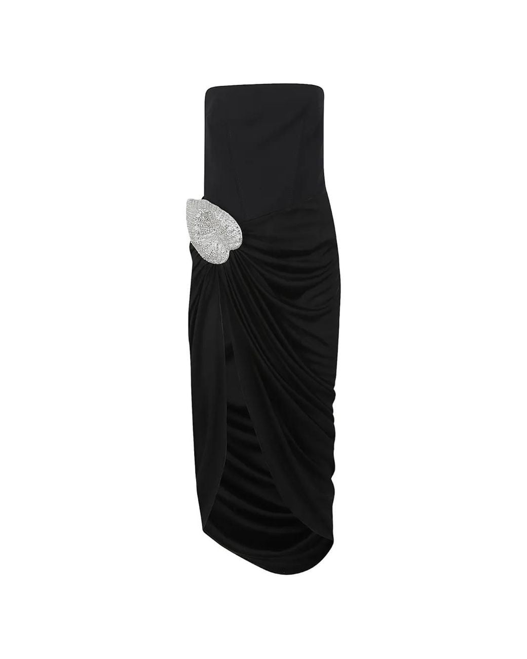 David Koma Black Crystal-Embellished Ruched Midi Dress