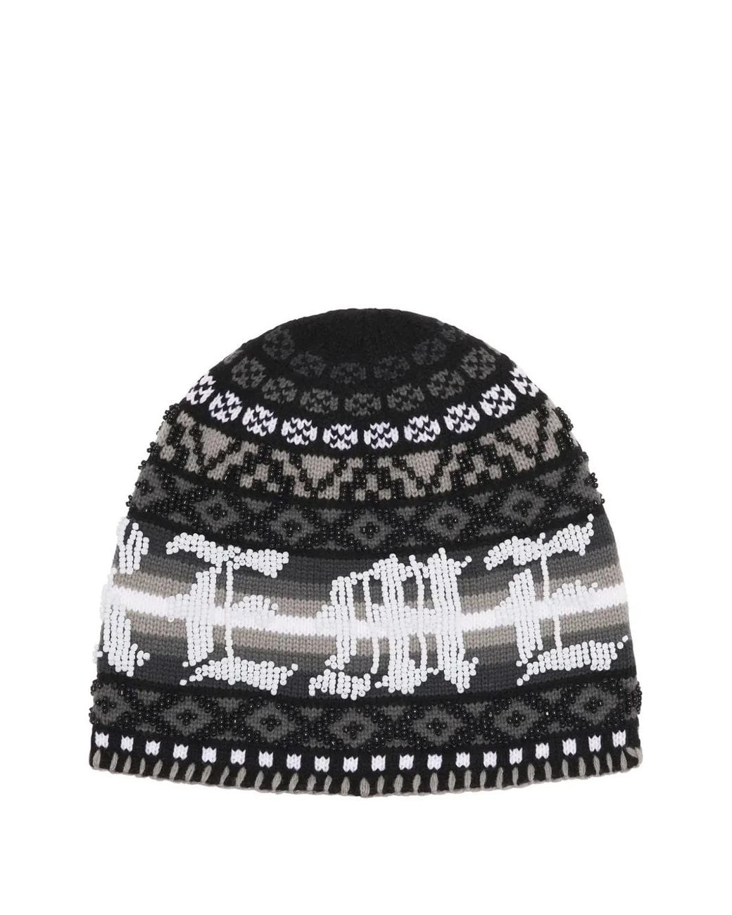 Supreme Black Beaded Beanie Hat for men