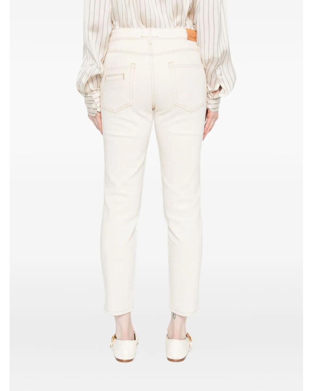 Marc O' Polo White Button-Detail Trousers