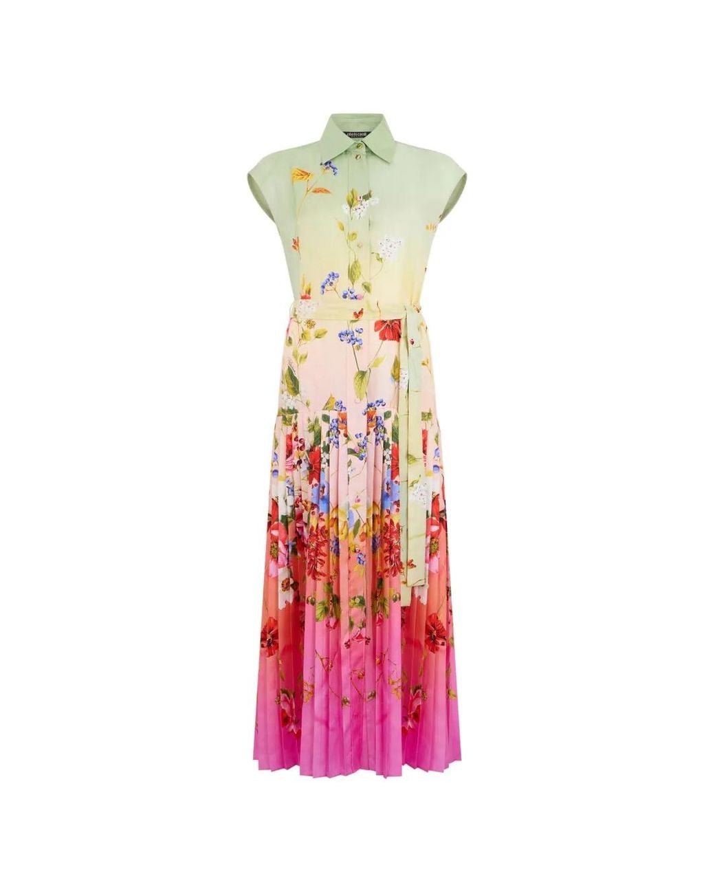 Roberto Cavalli White Floral Pleated Dress