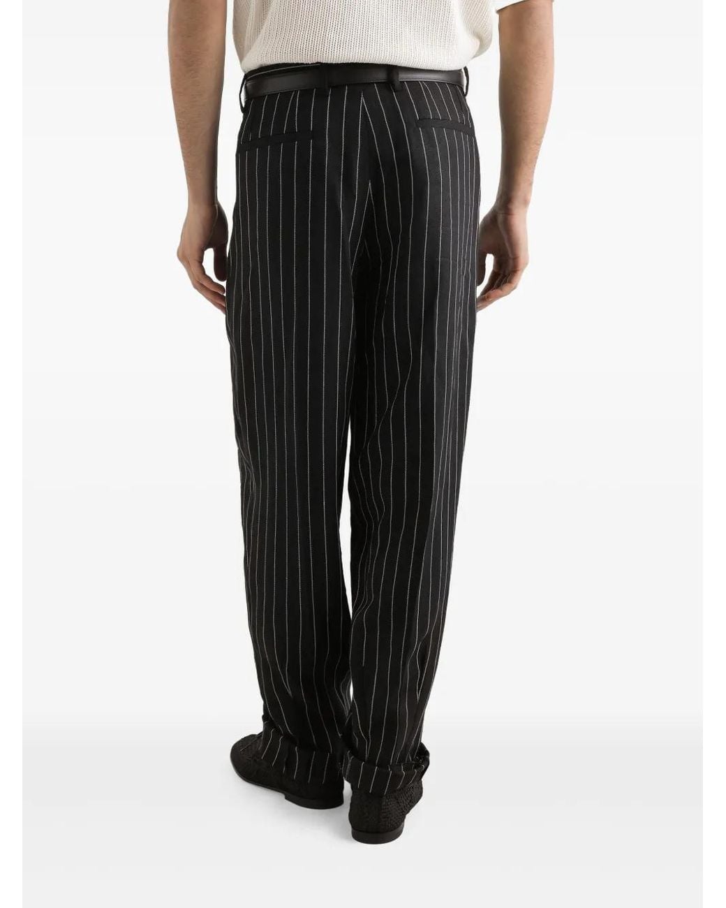 Dolce & Gabbana Black Striped Tailored Pants for men