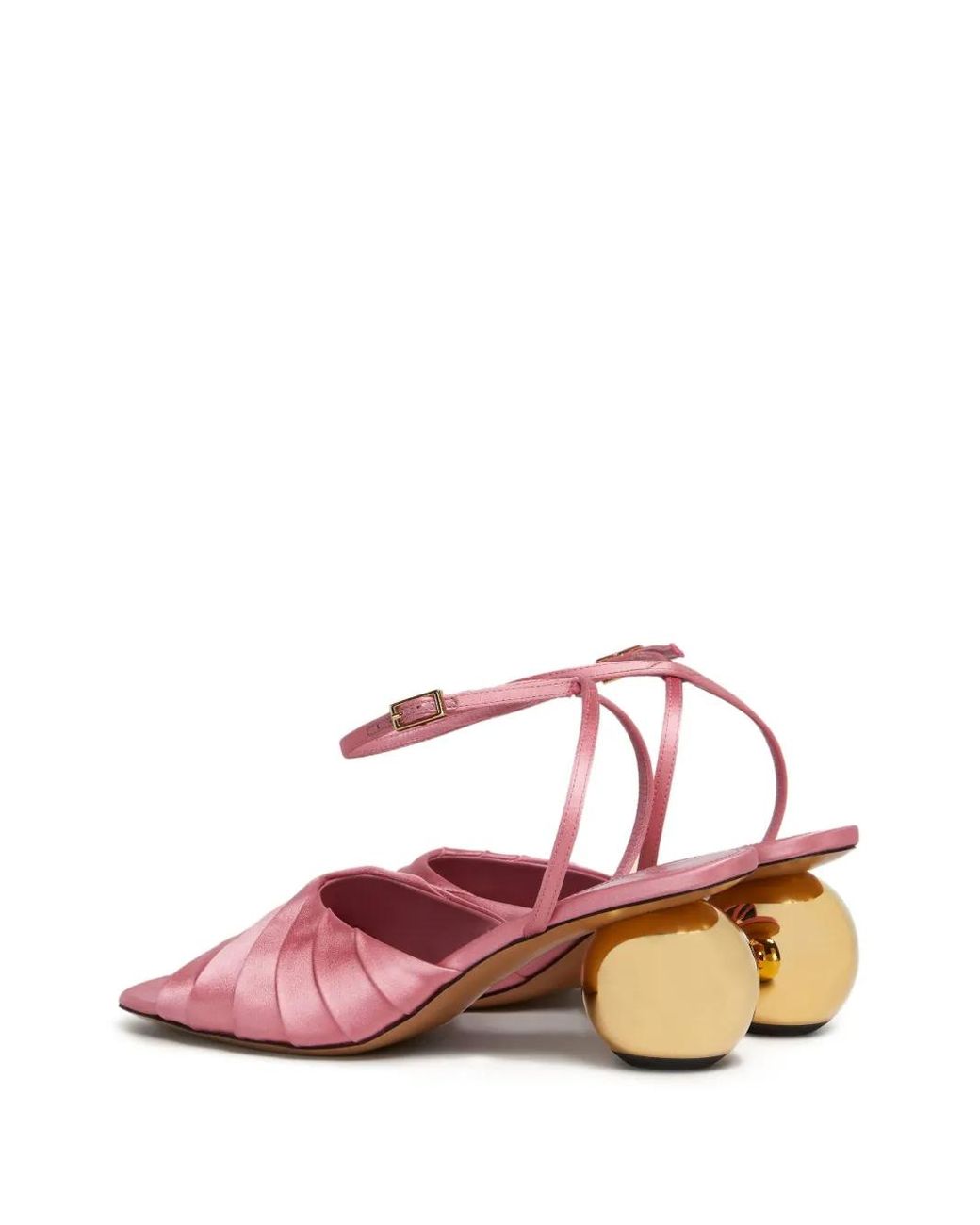 Marni Pink Folded Satin Sandals With Spherical Heel