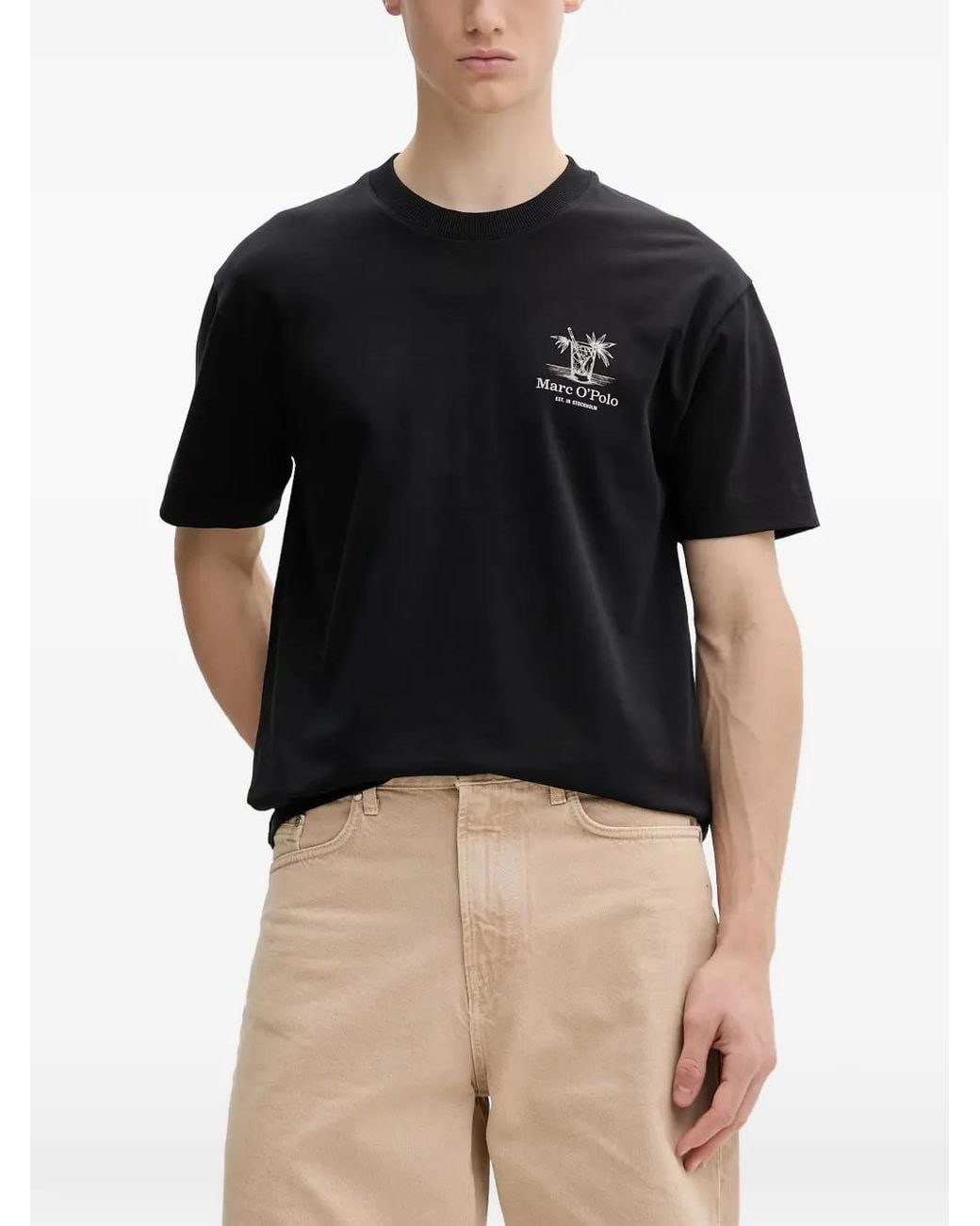 Marc O' Polo Black Graphic-Print T-Shirt for men