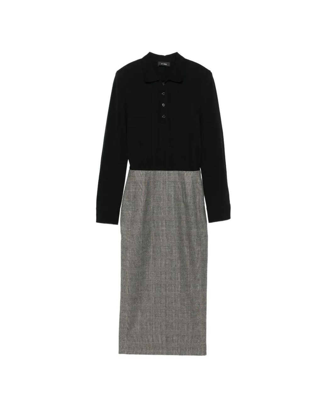 Willy Chavarria Black Padded-Shoulder Polo-Collar Dress