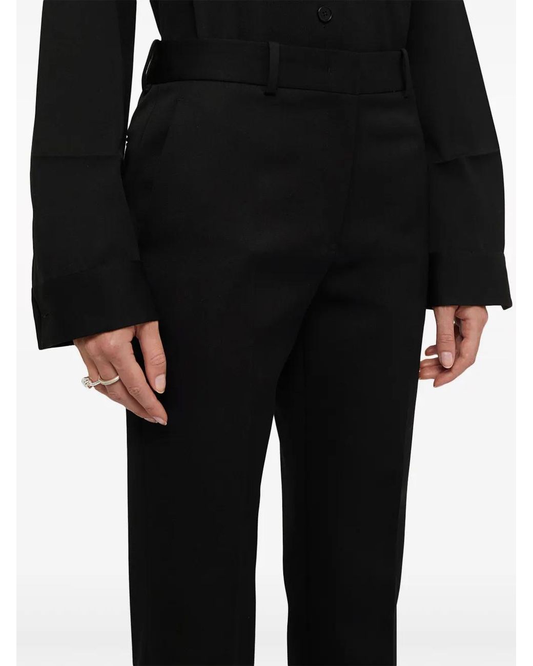 Jil Sander Black High-Waist Straight-Leg Trousers