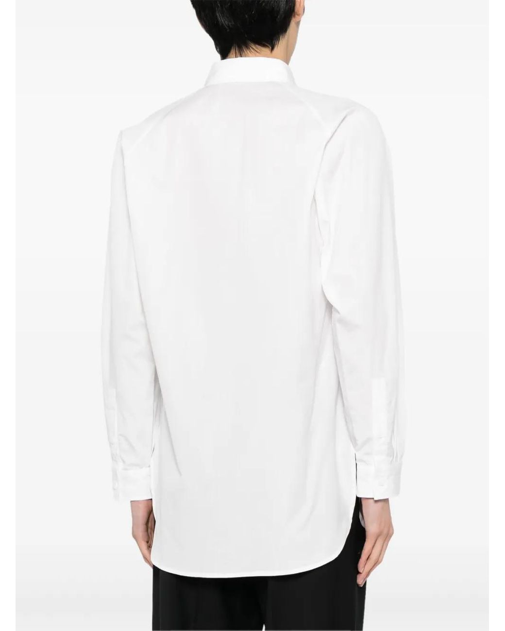 Yohji Yamamoto White Asymmetric-Collar Cotton Shirt for men